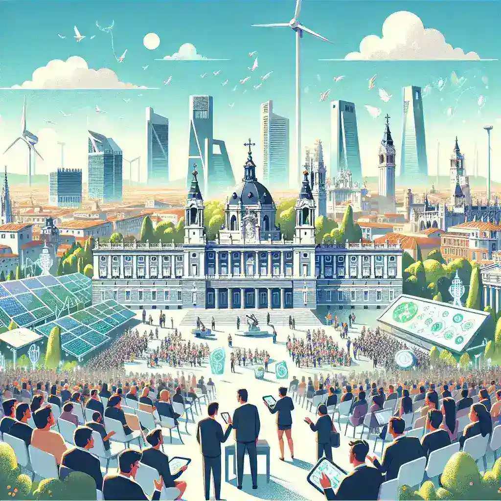 "Delegates engaging in discussions at the World Congress of Clean Technologies in Madrid 2025, highlighting innovative solutions for sustainable development."